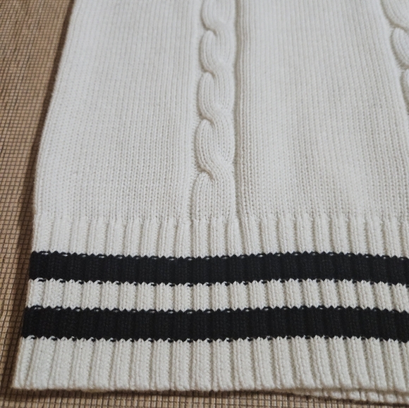 Yujianxiong knit white black stripes tennis pullover V-neck sweater vest Sz M/L - Picture 2 of 12
